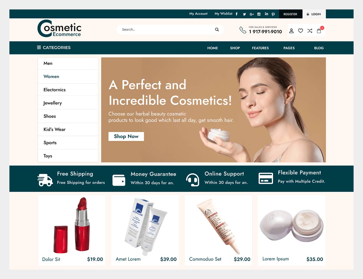 Cosmetic Ecommerce store